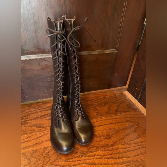 41N Birkenstock Longford Tall Lace-Up Riding Boots - Dark Brown - Picture 2 of 16